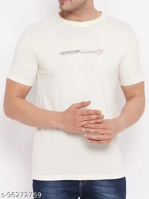 Indian-made Lycos men's cotton half sleeves round neck printed t-shirt, XXL - 50in chest size
