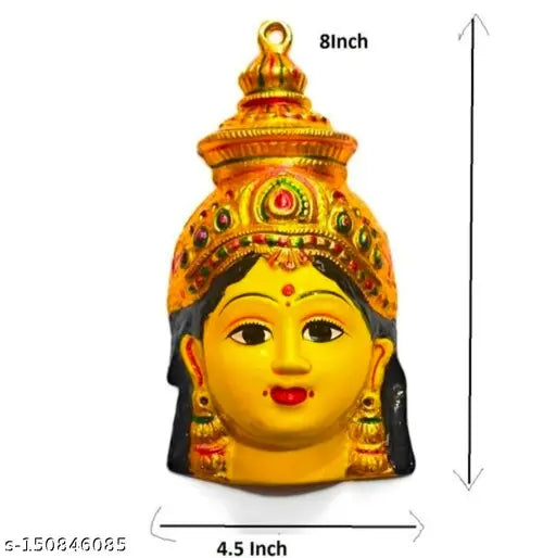 Ceramic Varalakshmi Pooja idol face, intricately designed Indian god figure (9cm x 4cm x 5cm)
