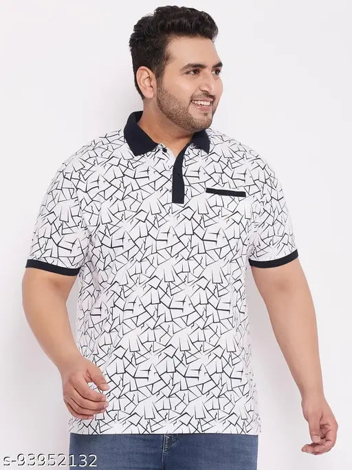 Wild West all-over printed cotton white plus size T-shirt for men, stylish and trendy round neck design