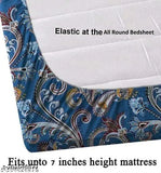 Glace Cotton Double Bedsheets with Elastic Fit & 2 Pillow Covers - Luxurious summer bed decor in designer style