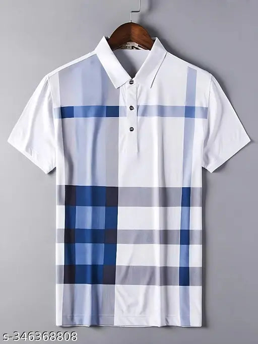 Cotton blend half sleeve printed polo neck T-shirt for men, available in black, green, maroon, and navy blue. Perfect for various occasions, ideal for Diwali, Holi, or Raksha Bandhan. Comfortable and stylish with a regular fit. Made in India