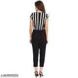 Printed crepe zebra jumpsuit with short sleeves, size XS (34-32-37in), new fashion clothing from India