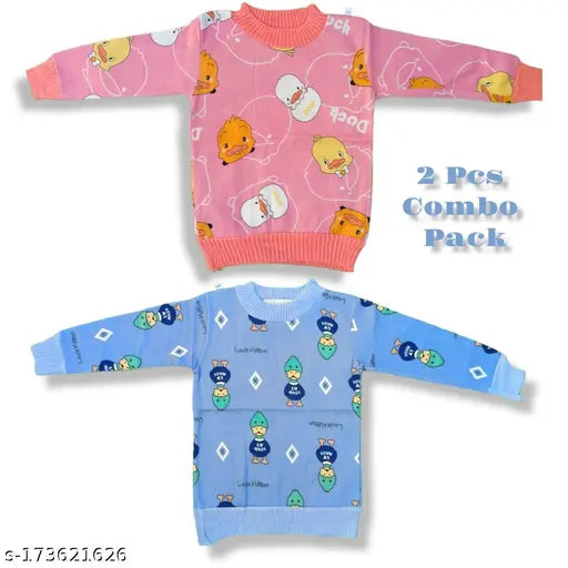 Polycotton unisex sweater pack, solid printed designs for babies and toddlers (0-6 months, 6-12 months, 3-4 years, 4-5 years, 5-6 years). Indian-made