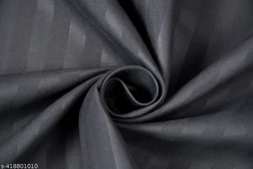 Premium dark grey/black satin stripe fitted bedsheet with two pillow covers, breathable and hypoallergenic, durable for all seasons. Indian-made, ideal for adult use during summer