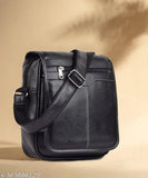 Black synthetic sling bag for men. Freestyle adjustable, ideal for outdoor activities or travel