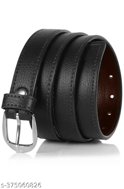 Handmade PU leather black belt for women, trendy and stylish, fits waist sizes 26-40 inches