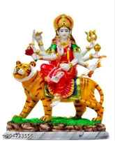 Marble Goddess Durga Mata statue for car dashboard, home decor, office showpiece, Diwali gifts - 8cm (L) x 5cm (B) x 14cm (H)