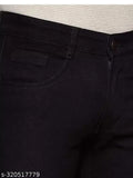 Stylish black denim jeans for boys, slim fit, five pockets, mid-rise, clean wash, India origin