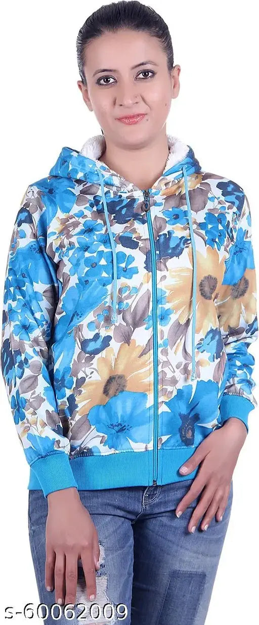 Printed net fleece women's jacket by Kaily, urban style with long sleeves, available in M-XXXL sizes
