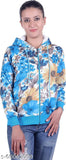 Printed net fleece women's jacket by Kaily, urban style with long sleeves, available in M-XXXL sizes