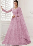 Embroidered top women set in super net, free size Lehenga with 42in waist & 44in length, dupatta included