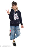 Cotton blend printed teddy bear hoodie for girls aged 2-14 years, super soft and comfortable clothing on display