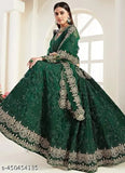 Dark Green Embroidered Lehenga Choli & Dupatta with Heavy Embroidery - Indian designer bridal wear