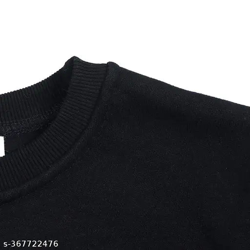 Black kids winter hoodie with printed design, fleece interior for cozy warmth