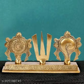 Handcrafted aluminium Vishnu statue, Shankh Chakra showpiece for home decor or temple Pooja, Indian brass artifact, 22cm x 10cm x 8cm, ideal Diwali festive gift