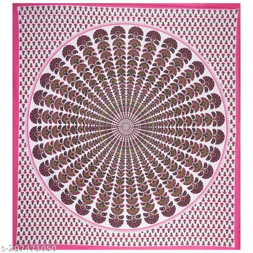 Multicolour 100% cotton Rajasthani Jaipuri double bedsheets set, 180 TC, low price, high quality. Decorative effect for summer use