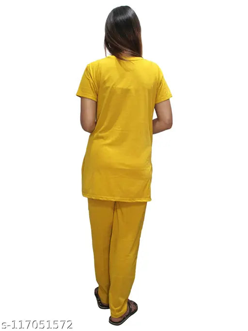 Matelco women's cotton pyjamas, printed nightsuits with one side pocket, hip-length tops and straight-leg bottoms, available in multiple sizes for comfort and versatile wear