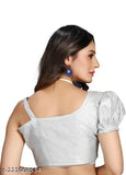 Georgette solid-color Indian saree with matching silk blouse, free size (5.5m saree length)