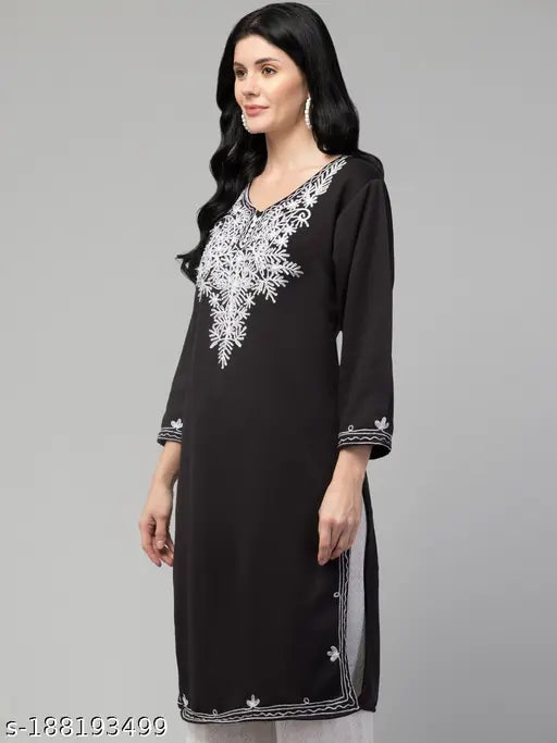 Woolen embroidered kurtis for women and girls, three-quarter sleeves, winter collection from India