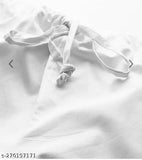 White cotton drawstring pajama for men's kurta bottle wear, vintage style above-knee length