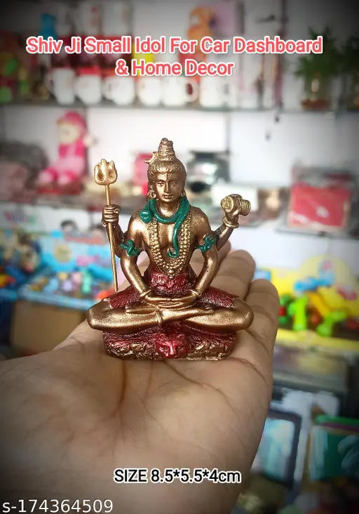 Marble dust Small Shiv Mahadev Bhola Shankara statue, unique Indian design for car dashboard or indoor home decor