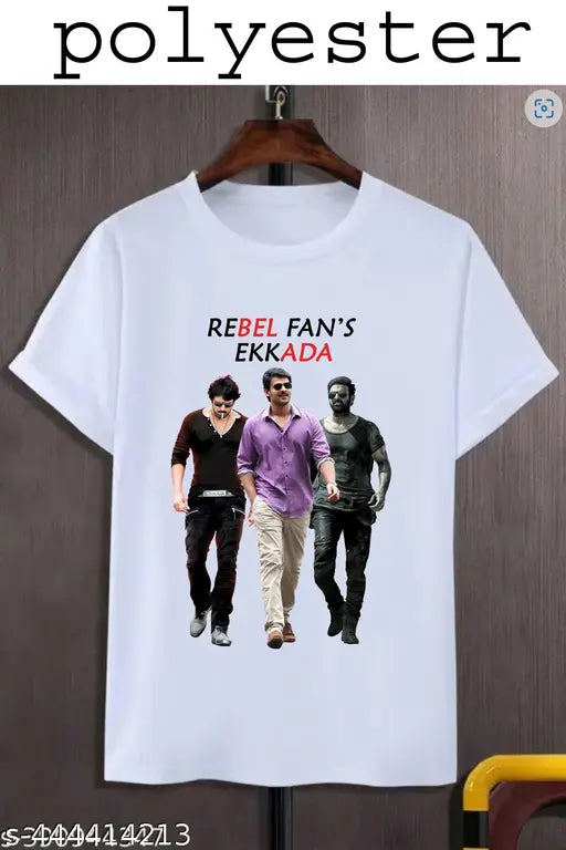 Printed net short-sleeve walking shirt by Prabhas, polyester fabric, size S (36in chest, 34in length)