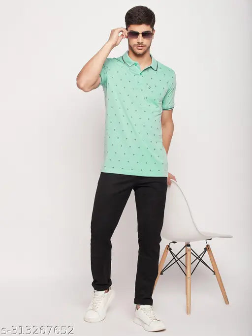 UNIBERRY men's cotton blend half sleeve printed polo t-shirt, vibrant design, sizes L-XXXXL
