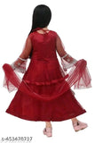 Maroon net lehenga choli with embroidery work for kids partywear
