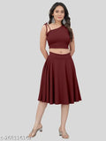 Women's solid lyocell knee-length skirt, Indian-made, available in S, M, L, XL, and XXL sizes