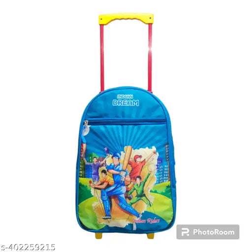 Blue polyester waterproof cricket bag for kids, 30L, 18-inch, Indian Riders CRICKET INDIAN DREAM travel trolley