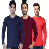 Nylon long sleeve solid T-shirt combo for men (M, L, XL), India origin