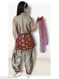 Georgette party sharara with kurta for girls, wide-legged flares and long tunic tops, ideal for festivities and weddings