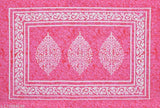 Pink 100% cotton Jaipuri single bedsheet with pillow cover, ethnic motifs, ideal for summer use