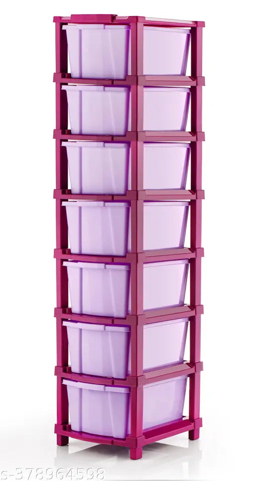 Purple and clear plastic four-drawer home/office storage system, ideal for home, office, hospital, parlor, school, doctors, or kids