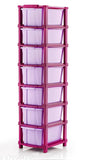 Purple and clear plastic four-drawer home/office storage system, ideal for home, office, hospital, parlor, school, doctors, or kids