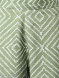 Green cotton Fiorra Kurta set with palazzo pants, striped print, suitable for festive and party occasions, India origin