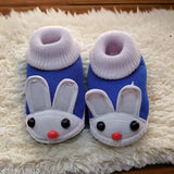Multicolor cotton and Eva unisex rabbit baby booties for daily use (0-3M, 3-6M, 6-9M), lace-up fastening