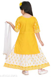 Striped long sleeve skirt dress with dupatta for kids (12-12 years), India-made Pretty Classy Girls frocks & dresses