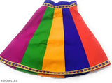 Multicolour kids' cotton Lehenga Choli set, embroidered and appliquéd traditional party wear