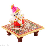 Marble Ganesh Idol with exquisite chowki - Premium home decor and divine office accessory, symbolizing wisdom and blessings