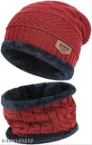 Woolen winter knit scarf & balaclava cap set for men, modern self-design, skin-friendly, perfect for outdoor activities