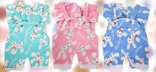 Green, pink, blue printed net wool winter dress set for kids (3-pcs combo), hand and machine washable