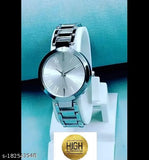 Silver stainless steel classical watch with orange dial, suitable for girls and women, water-resistant to 30 meters, ideal gift for occasions