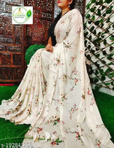 Light weight pure georgette saree with enamel printed netted sequence, Indian wedding party wear