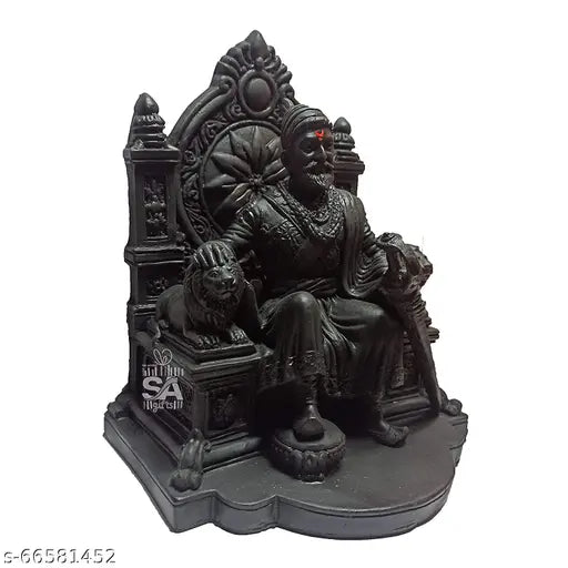 Ceramic Chhatrapati Shivaji Maharaj statue with Mudra, The Legend of Maharashtra showpiece (8 inch)