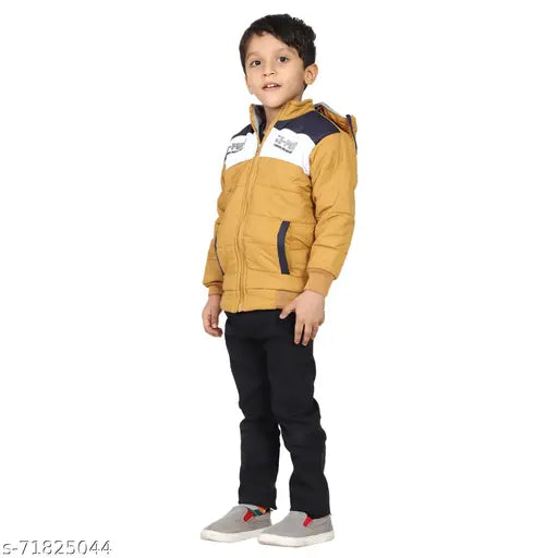 Boys mustard nylon jacket for kids, self-design pattern and long sleeves, official club branded in royal navy & gray color