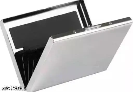 Water-resistant stainless steel silver debit/credit card holder, 5 compartments, free size (10cm x 8cm) - sleek, stylish, and sturdy business accessory for daily use