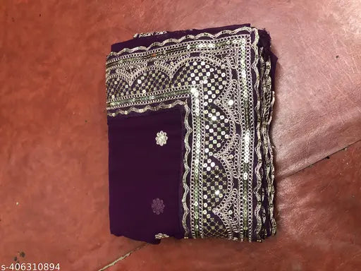 Georgette sequin work saree, free size, Indian traditional clothing for special occasions