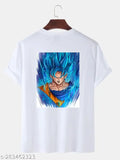 White Vektek Design Goku Round Neck T-Shirt for Men & Boys, premium polyester, printed design, ideal for everyday use, made in India