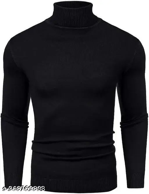 Winter Wear High Neck Cotton Blend Sweatshirt - Solid, long sleeve, turtle neck thermal t-shirt for cold weather layering (India)